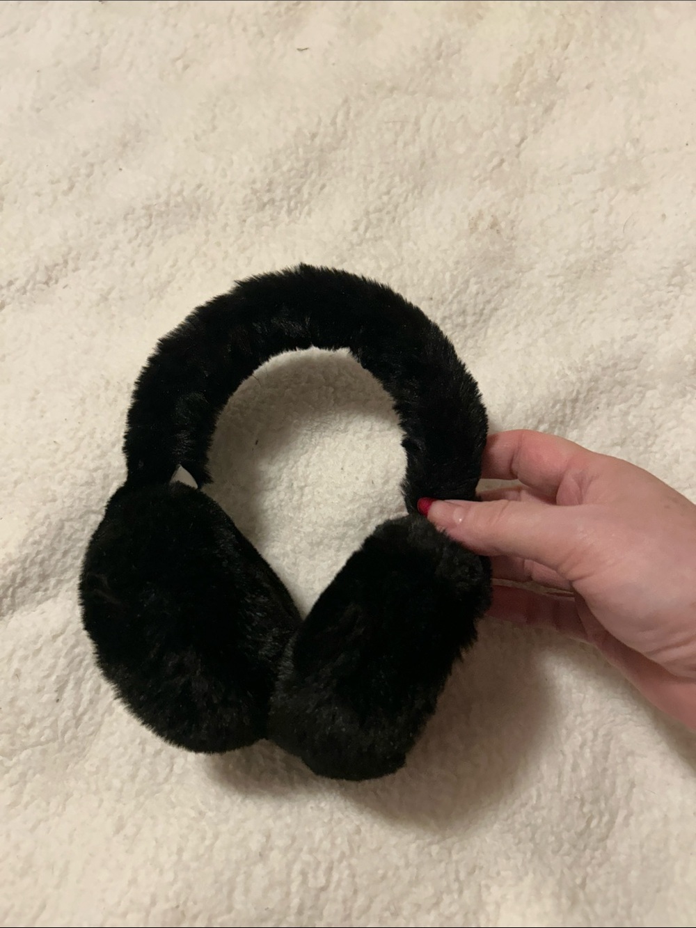 Black Faux-Fur adjustable Earmuffs. Like new